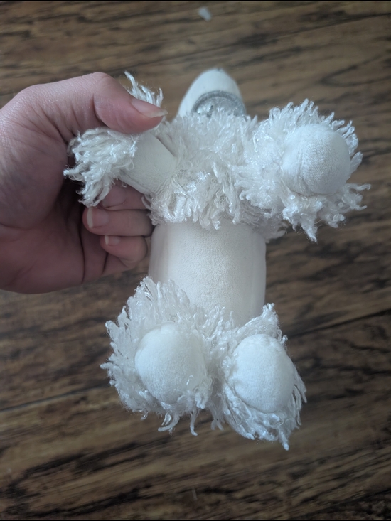 💥3/$24 Gymboree White Plush Poodle Purse with Silver Bow - Picture 4 of 5